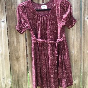NWOT Sadie Robertson Maroon Printed Babydoll Dress